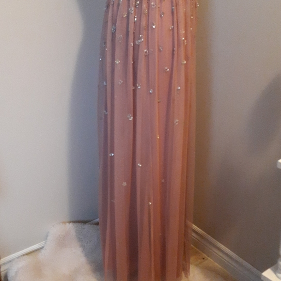 BHLDN Anthropologie Mauve Sequin Formal Gown Dress Size 4 Prom Bridesmaid Flawed - Picture 8 of 16